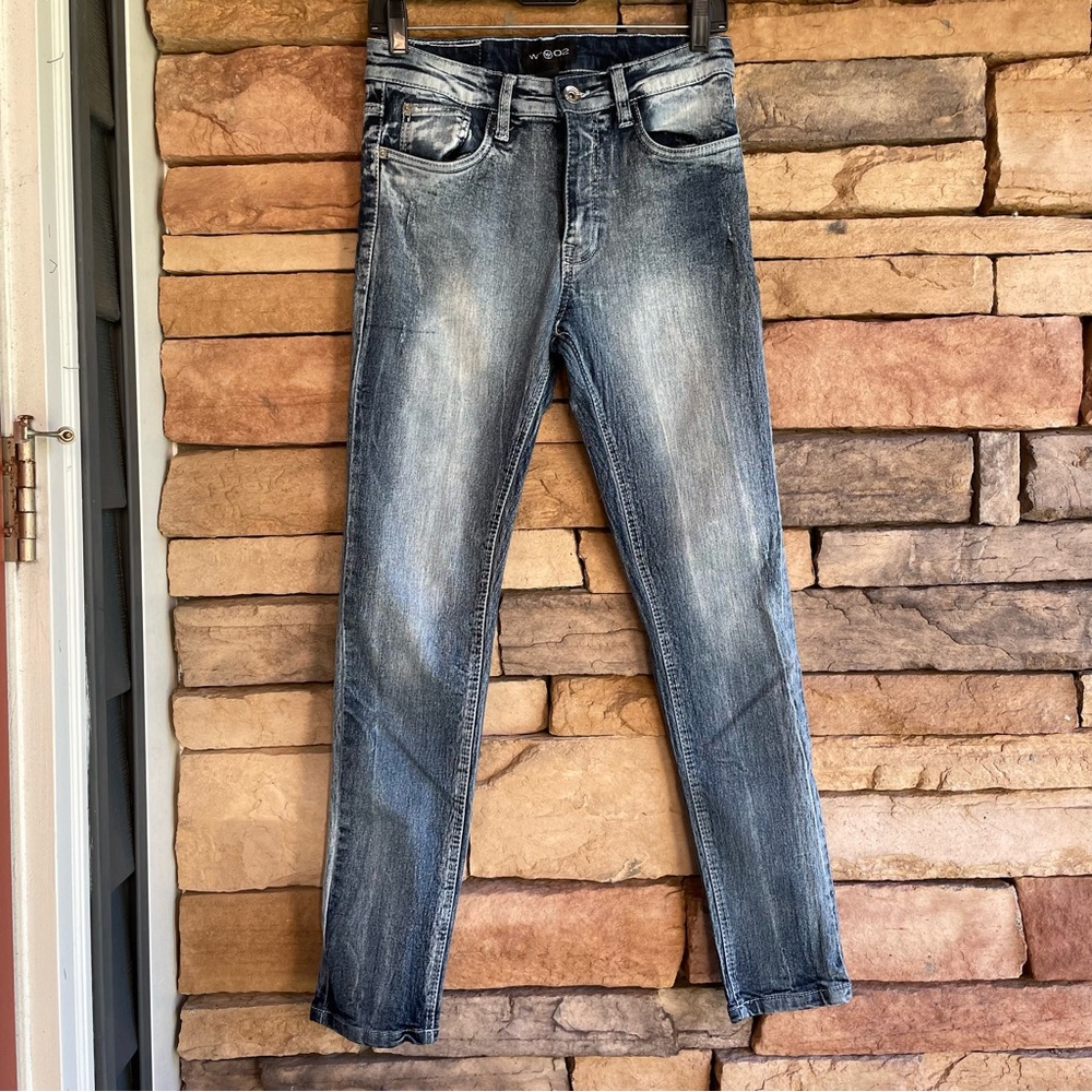 WTO2 blue white acid wahed stretch denim Jeans Like New 30